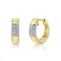 LOZRUNVE Boucle D'Oreille Rhodium and Gold Pave Spiral Pattern Huggie Hoop Earring