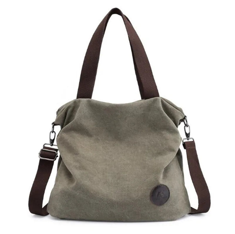 New Fashion Casual Luxury Waterproof Canvas Crossbody Tote Bag with Zipper Closure and Shoulder Strap for Women