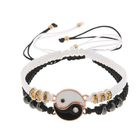Fashion Jewelry Best Friend Couple Bracelets Gift Black and White Yin and Yang Taiji Bracelet