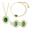 Daidan Silver 925 Set Jewelry Baguette Green Stone Fashion Jewelry Woman Green Zircon Jewelry Set for Women