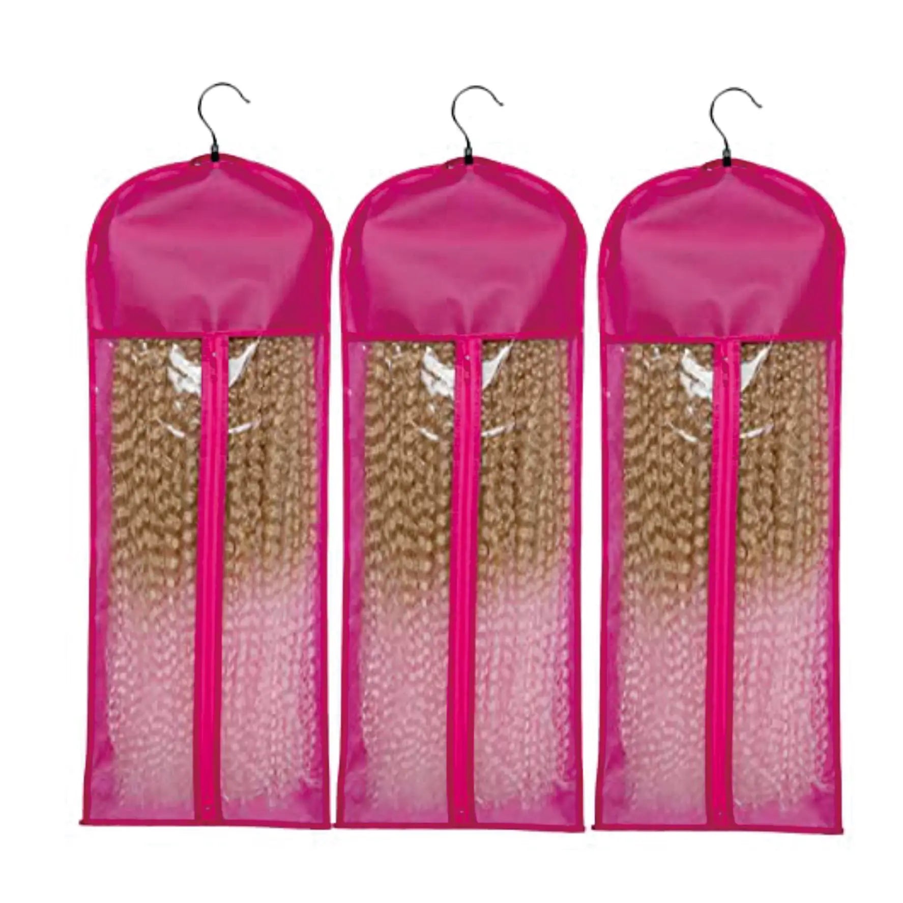 30*80 Long Fashion Portable Satin Drawstring Dust-proof Wig Storage Bag with Anti-Slip Hair Extension Hanger