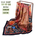 New Summer New Geometric Color Matching Graffiti 90*90CM Satin Big Scarf for Women Spot Fashion square Shawl Wholesale