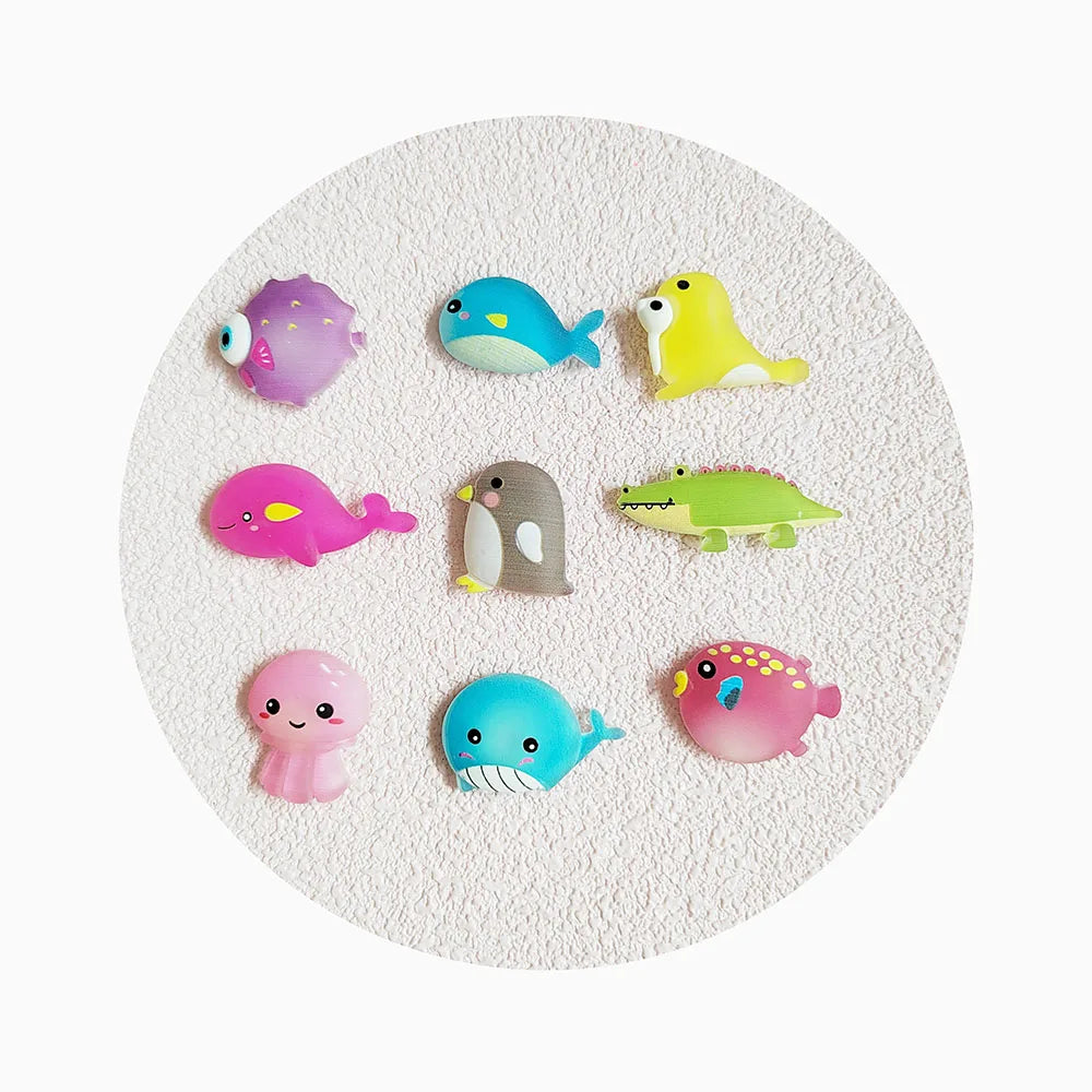 Mix Design Resin Fish Dolphin Squid Styles Ocean Animal Flatback Cabochon DIY Jewelry Craft Doll House Accessories