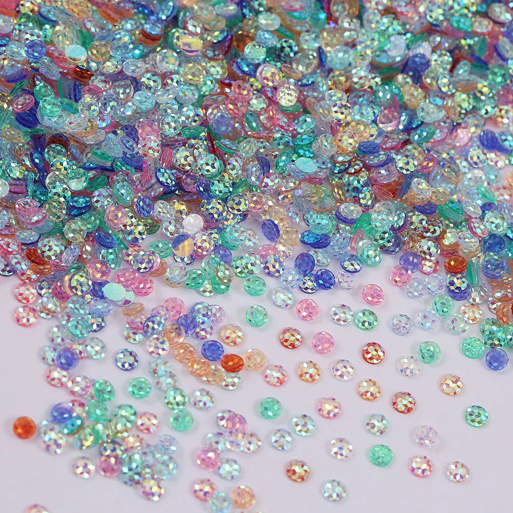 Lan Guang High Quality Nail Art Decoration 3mm Crystal Glitters Stone Shaped AB Resin Rhinestone Nail