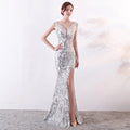 1202# Mesh Embroidery Glitter Long Slim-fit Fishtail Dress for Women Party Fashion Host