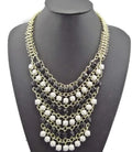 New Fashion Resin Gem Beads Multilayer Chain Golden Metal Charming Choker Bib Necklace