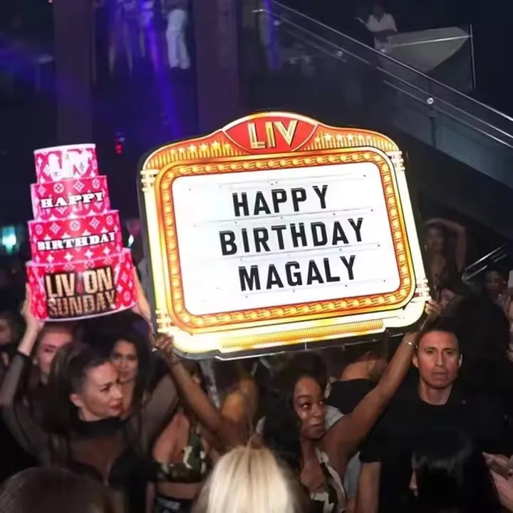 3 Sets Letters Happy Birthday LED Message Sign Board VIP Service Champagne Bottle Presenter Glorifier