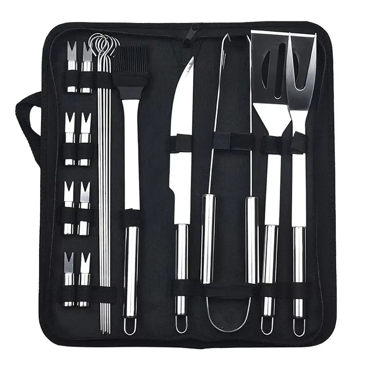 Portable 9-Piece BBQ Grill Accessories Set Stainless Steel Barbecue Tool with Griddle and Nylon Case