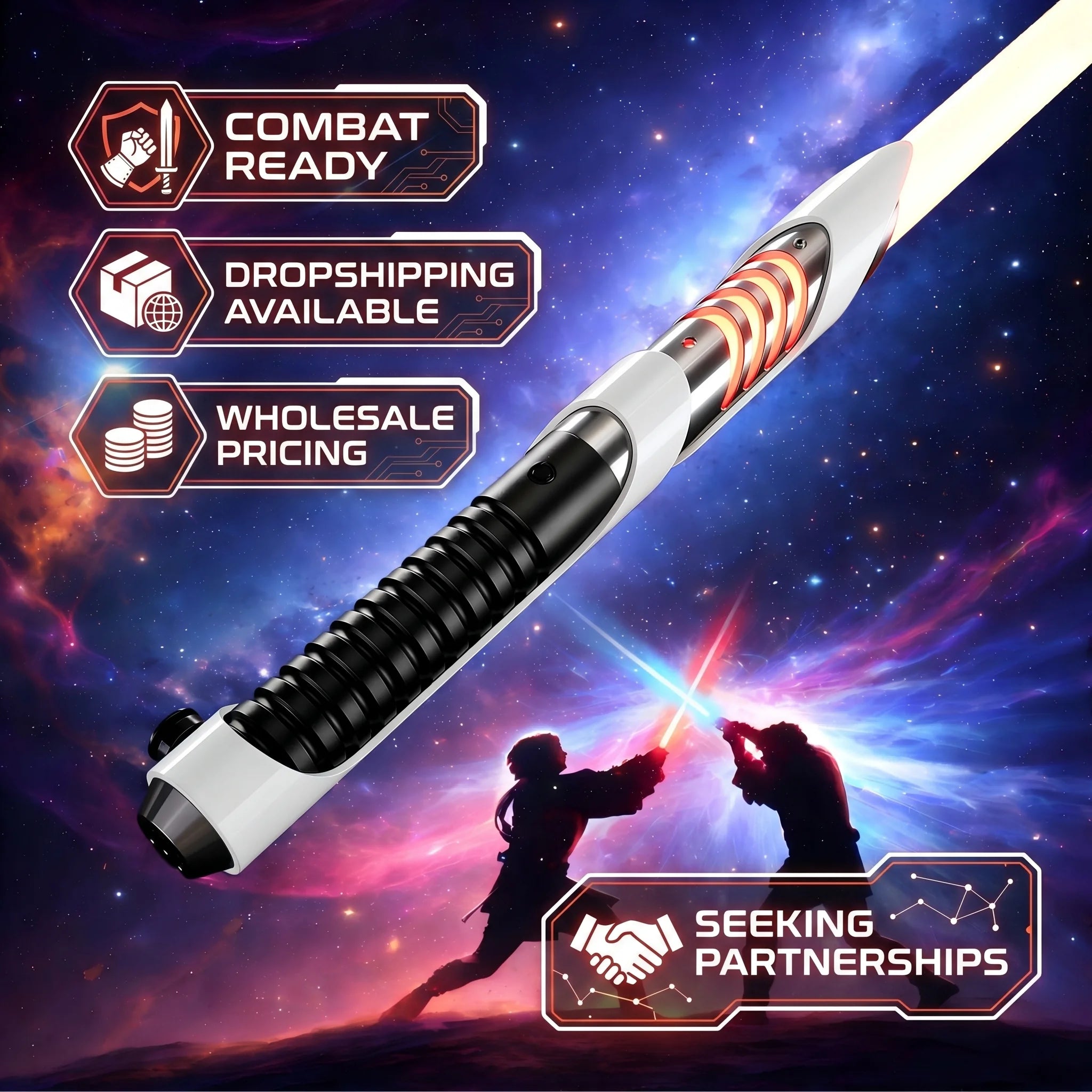 Guardian Saber Removable Core CNC Custom Aluminum Hilt White Music-Synced RGB Lighting High Luminance Immersive Font Light-Up