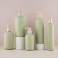 Low MOQ Green Plastic Natural Shampoo and Conditioner Set Lotion Pump Cream Shampoo Cosmetic Set Bottles