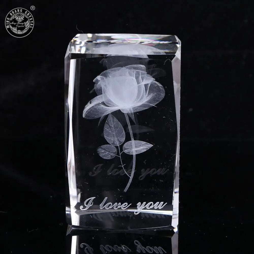 Custom logo 3D Laser Engraving K9 Crystal Cube Photo Frame Crystal Paperweight Table Decoration Crystal Cube