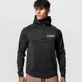 Wholesale Customized Men's 1/4 Zip High Neck Pullover Hooded Sweatshirt Knitted Zipper Sports Leisure Outdoors Solid Gym