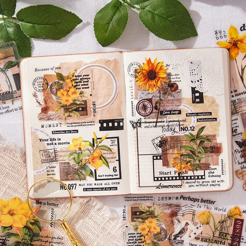 20pcs/pack Hatsumomo Flower Language Handbook Stickers Pack Handbook Material Vintage Stickers Handbook Stickers