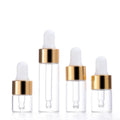 Amber color  5ml mini color glass essential oil dropper bottle with black collar matte black rubber head