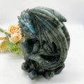 Natural Crystal Crafts Islamic Gifts Gemstone Labradorite Dragon Carving for Ornaments