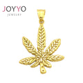Gold Plated Stainless Steel Hip Hop Maple Leaf Pendant Necklace for Women Men Unisex