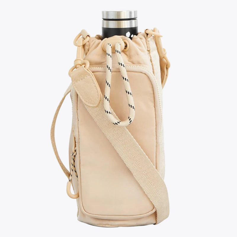 Custom Drawstring Adjustable Nylon Sport Running Crossbody Water Bottle Holder Bag Carrier Sling Bag With Shoulder Strap