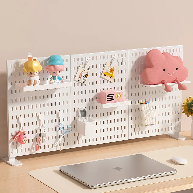 Single-Tier PP Material Plastic Desktop Organizer Space-Saving Foldable Storage Holder No-Hole Punching Feature Cabinets Shelves