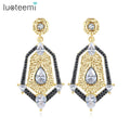 LUOTEEMI Fashion Africa Gold Plated Earrings Long Earrings Cubic Zirconia Pendant Earrings Wholesale for Women