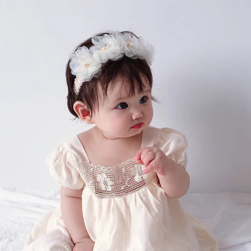 Diademas Fashion Custom Lace Flower Baby Girls Cute Hair Band Accessories Elastic Hair Bands