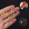 Hengsen Hypoallergenic Stainless Steel Cartilage Earrings CZ Dinosaur Animal Shape Screw Back Stud Earring Tragus Helix Piercing