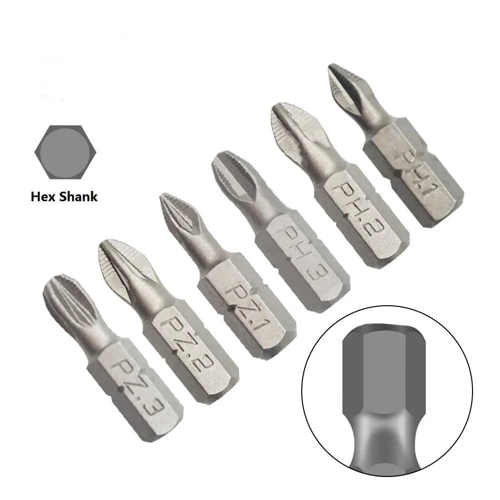 S2 Magnetic 25mm PH1/PH2/PH3/PZ1/PZ2/PZ3 Screwdriver Set Steel Handle Non-Slip Batch Head Cross Screwdriver Phillips Type Bi