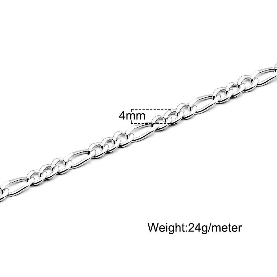 Wholesale Factory Price 4mm Figaro Chunky Sterling Silver Chain Necklace Vintage Chain Necklace for Batch