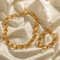 Trendy Wholesale Non Tarnish 18K Gold Plated Stainless Steel Jewelry Sets Thick Link Chain Knotted Necklace Bracelet for Women