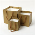 Medium Eco-friendly Letter Pattern Square Paper Bag with Rope Handle for Promotional Gift Customizable Color & Logo