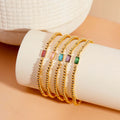 X157 Wholesale PVD 18k Gold Plated Stainless Steel 12 Birthstone Charm Bracelet Minimalist Beaded Chain Jewelry for Women