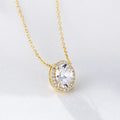 Minimalist 925 Sterling Silver Bridal Wedding Jewelry Cubic Zirconia  Diamond Oval Pendant Necklace for Woman