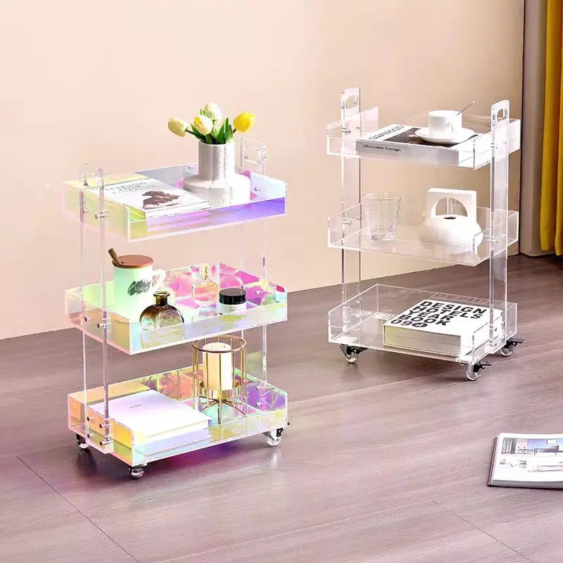 Modern Acrylic Trolley Coffee Table for Home Living Room Bedroom & Kitchen Functional & Stylish Foldable & Detachable Design