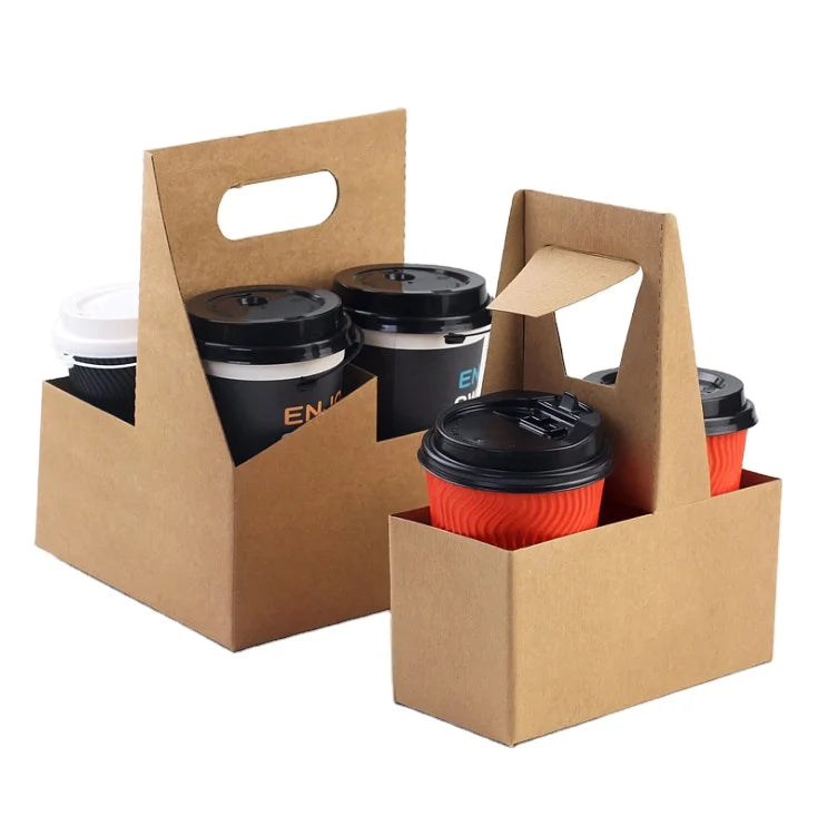 Factory Price Customized Cup Holder Packaging Coffee Tray Recyclable Hot Coffee Paper