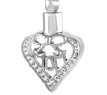 Religious Heart Ribbon Holder Pendant Mom Hollow Silver Plated Stainless Steel Keepsake Memorial Necklace for Ash Cremation