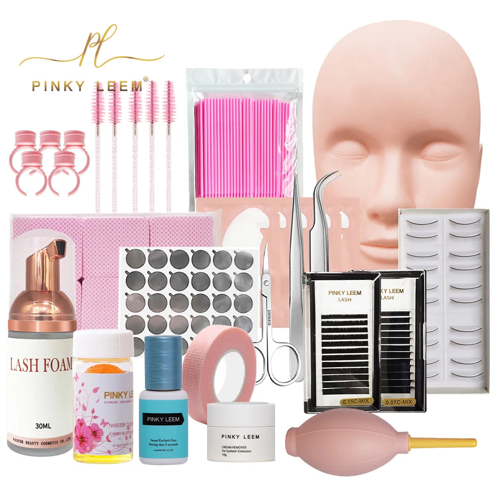 Private Label  Eyelashes Training Practice Exercise Kit Makeup Mannequin Head Set Graft Individual Eyelash Extension Kits