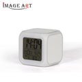 Intelligent LED 6-Color Square Clock Thermal Transfer Printing Blank Printable Photo Clock 9 Ringtone Switching Travel Agency