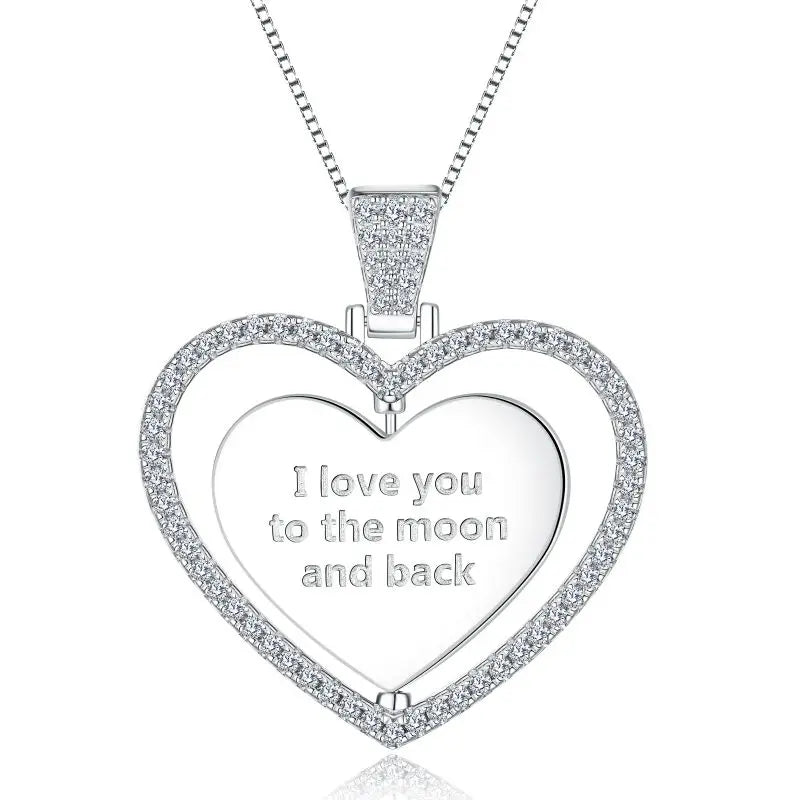 Yh Jewelry Zircon Heart Pendant Couple Necklace Sterling Silver 925 Cz Diamond Sweetheart Necklace Valentine's Day Gifts Jewelry