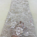 Luxury White Bridal Lace Fabric With Sequins Embroidery Flower Beaded Lace Fabric Net Tulle Wedding Fabrics