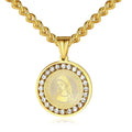 New Stainless Steel Round Virgin Mary Pendant Necklace Ladies Fashion Accessories