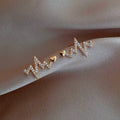 Hot Sale Shiny Rhinestone Heartbeat Earring Heart Electrocardiogram Stud Earrings Rhinestone Heart Stud Earrings for Women