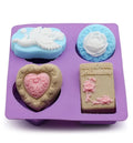 BPA Free Easy Release Homemade 4 Cavity Different Shapes Heart/Flower /Angle Shaped Candle Making Mold and Silicone Soap Mold MegaBDM