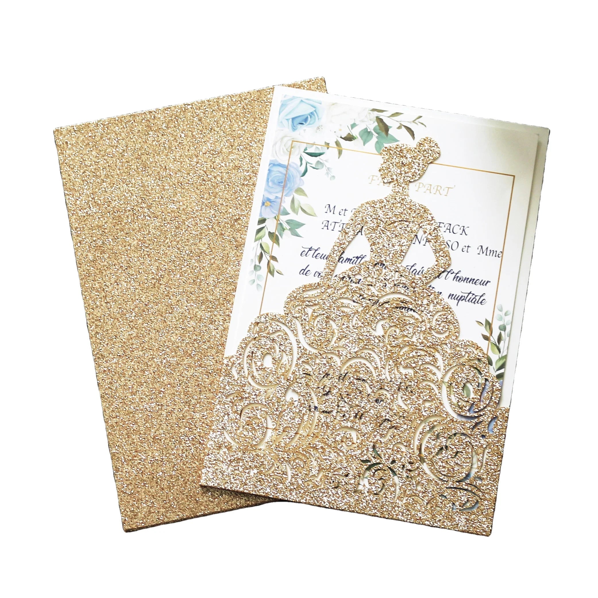 Luxury Gold Glitter Laser Cut Wedding Invitation Cards Invitation Card for Party