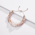 GT Jewelry Handmade New Crystal Glass Beaded Natural Gemstone Rose Quartz Stone Adjustable Pearl Bracelet for Women