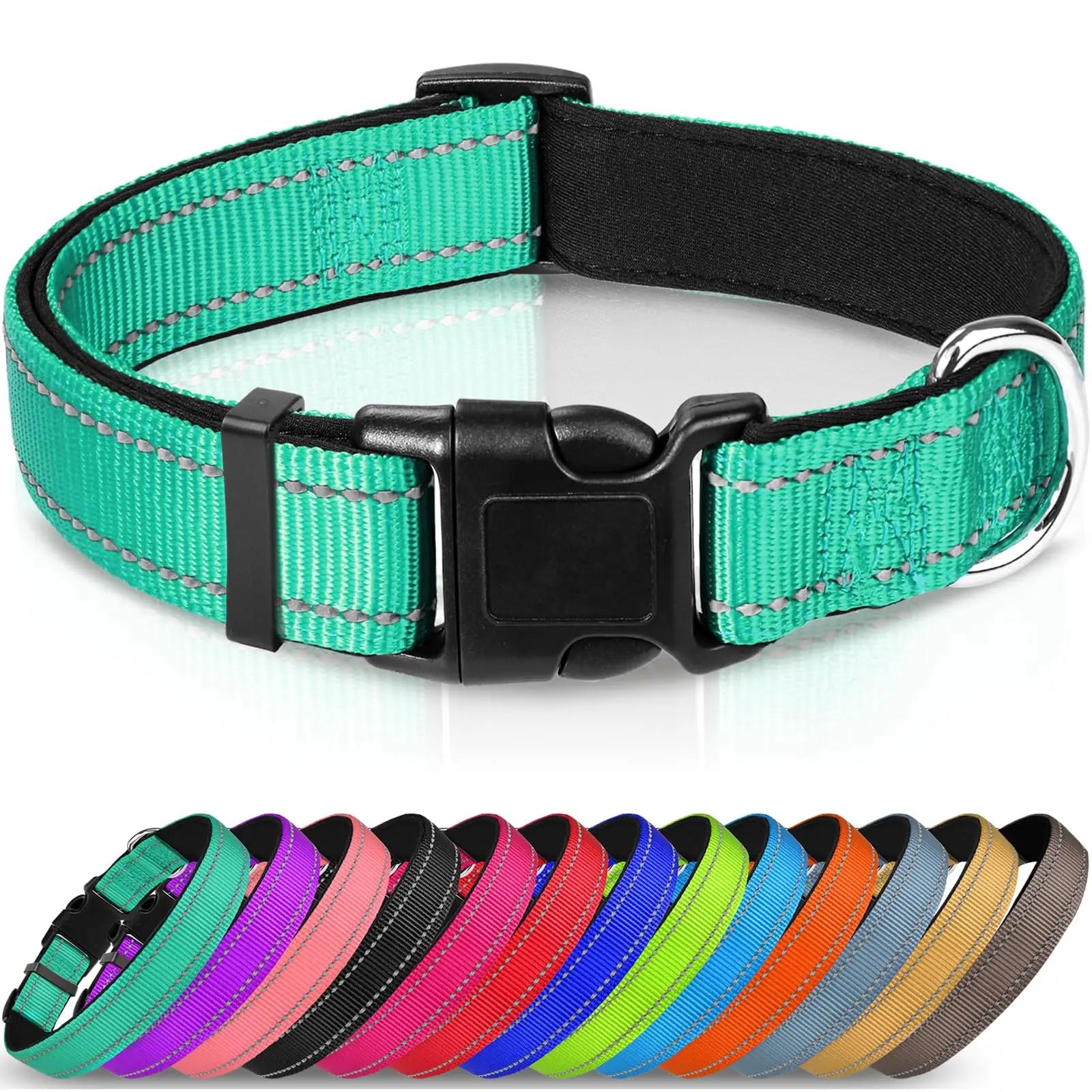 Luxury Dog Collar Reflective and Soft Neoprene Padded Breathable Nylon with Printed Pattern Adjustable for Pets Bulk