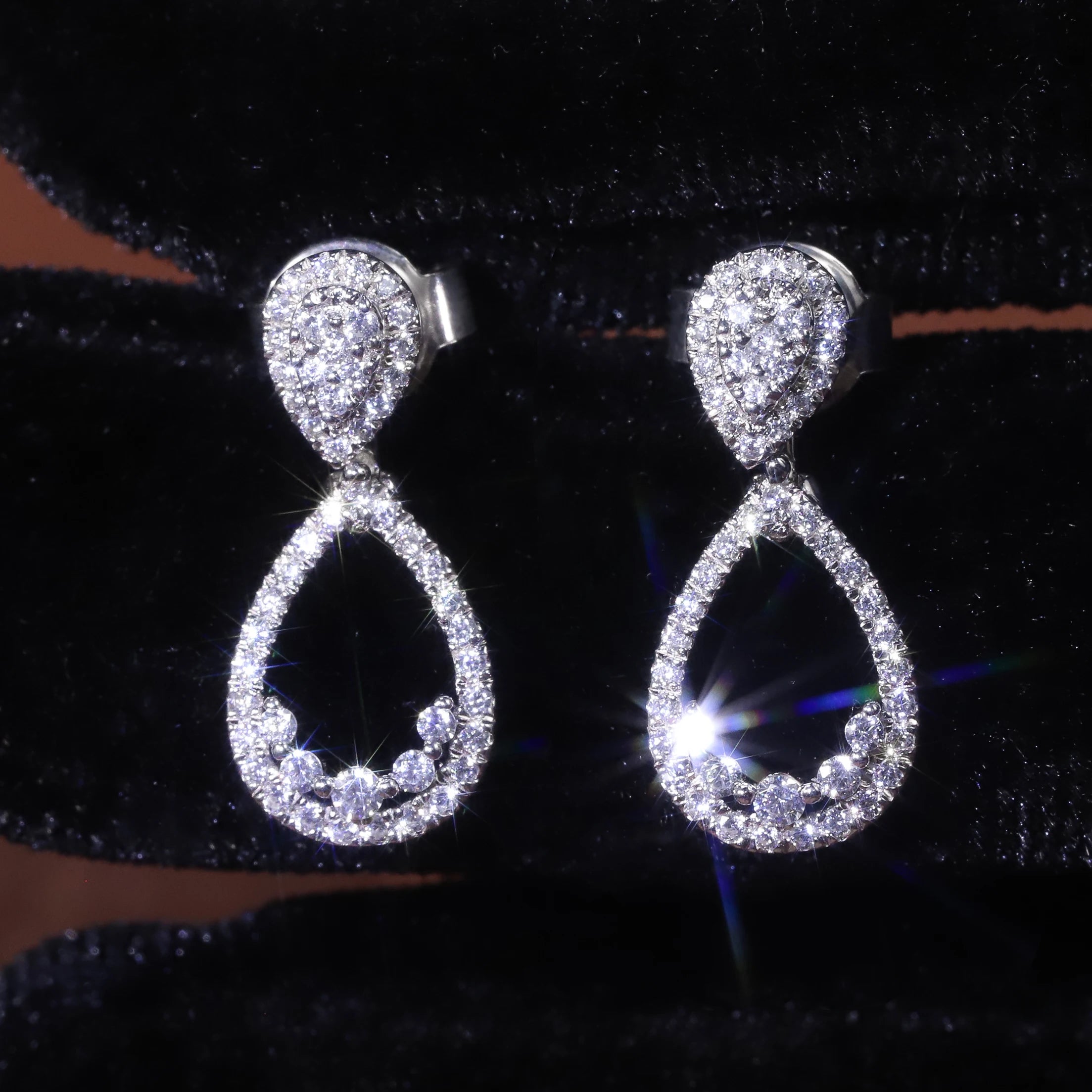 SU212 Abiding Hot Sale Multi Usage 10K 14K Solid Gold Cluster IGI Lab Grown Diamond Dangle Earrings for Women