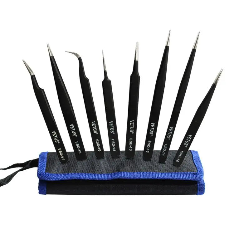VETUS Brand Precision Curved Tip Stainless Steel Tool Anti Magnetic Eyelash Extension OEM Electronic Repair ESD Tweezer