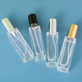 Empty Rectangle Fine Mist Cosmetic Packaging 20ml Black Silver Golden Lid Glass Perfume Spray Bottle