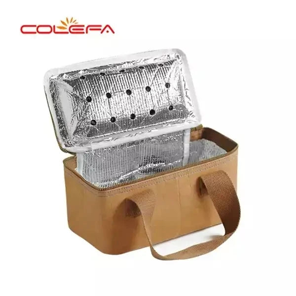 Customize Portable Biodegradable Insulated Thermal Waterproof Durable Washable Kraft Paper Shoulder Bag Lunch Cooler Letter