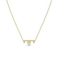 S925 Sterling Silver Geometric Pearl Claw Inlaid Zircon Gold Plated Round Strip Necklace