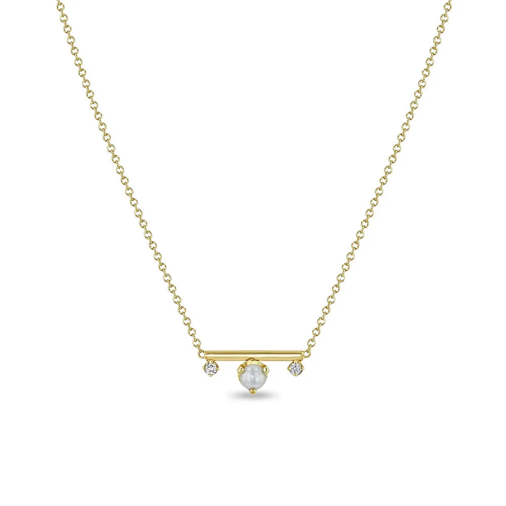 S925 Sterling Silver Geometric Pearl Claw Inlaid Zircon Gold Plated Round Strip Necklace